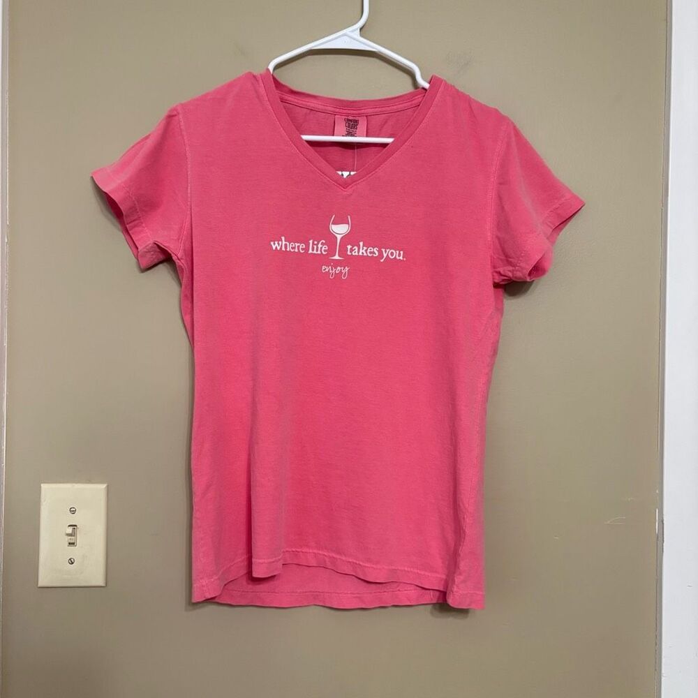 Comfort Colors Enjoy Where Life Takes You Wine Pink T-Shirt Medium NWT